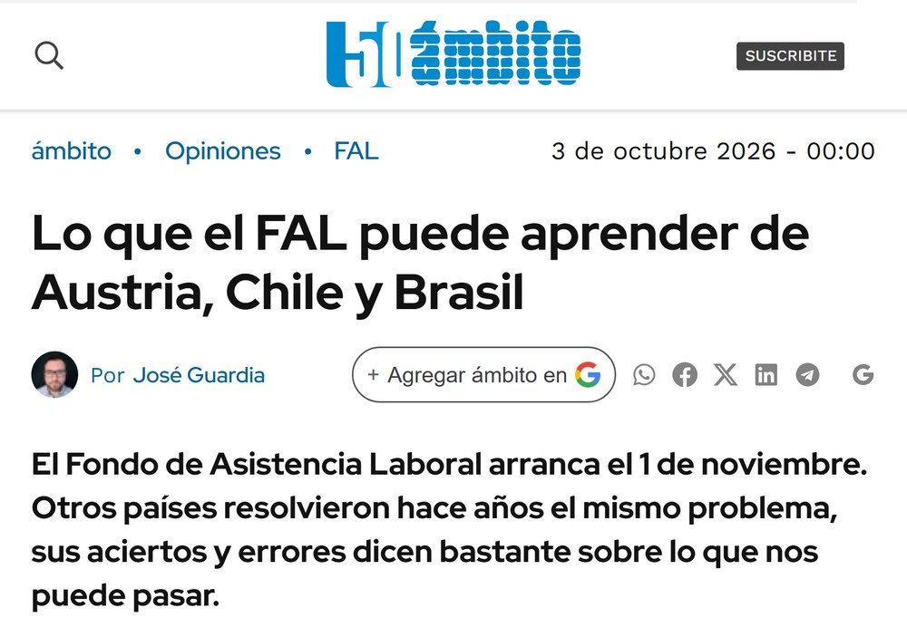 Columna de José Guardia en Ámbito: Lo que el FAL puede aprender de Austria, Chile y Brasil