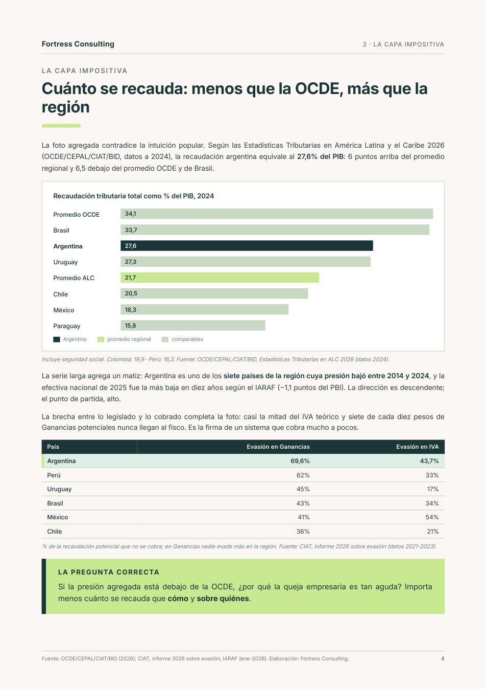 Una página del informe