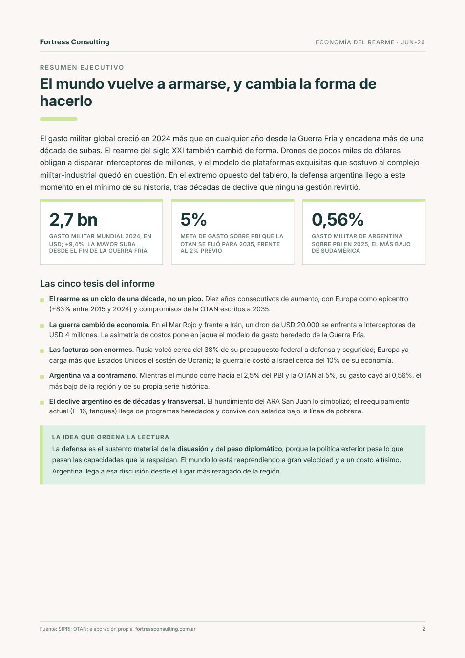 Una página del informe