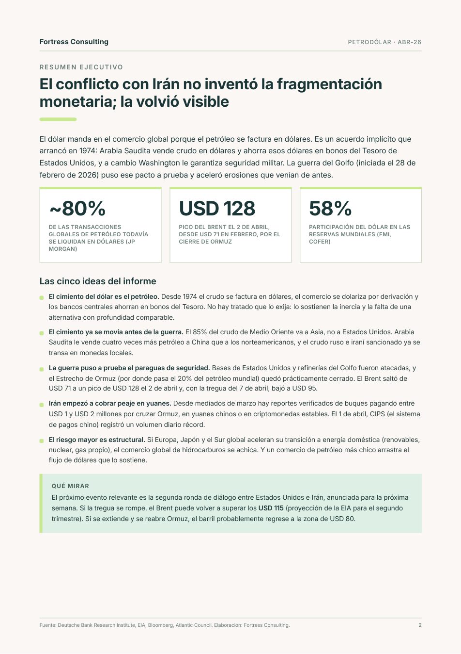 Una página del informe