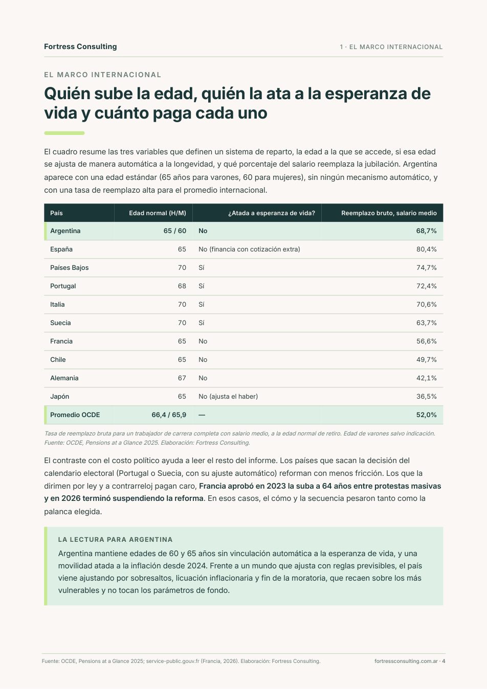 Una página del informe